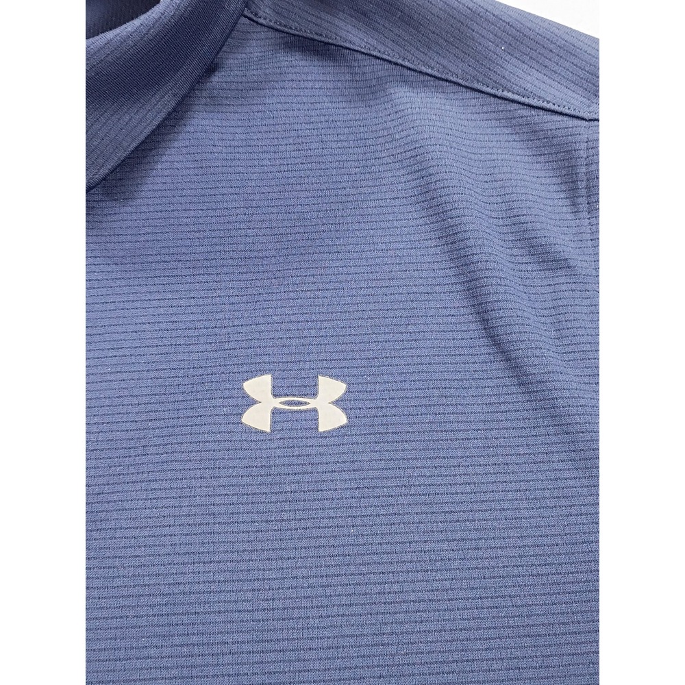 Under Armour Mens HeatGear Polo Blue Large Loose Fit Performance Shirt